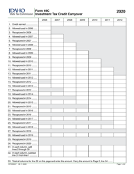 Form 49C (EFO00047) Investment Tax Credit Carryover - Idaho