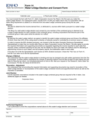 Form 14 (EFO00166) &quot;Water's-Edge Election and Consent Form&quot; - Idaho