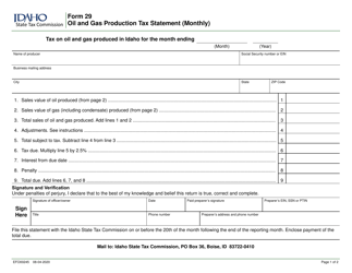 Form 29 (EFO00245) &quot;Oil and Gas Production Tax Statement (Monthly)&quot; - Idaho