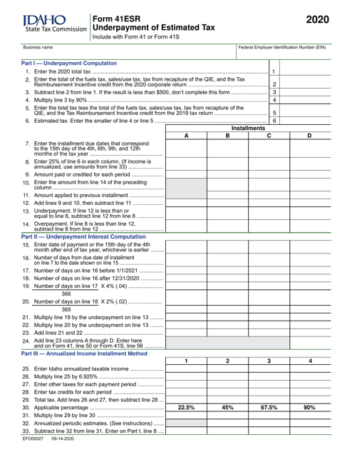 Form 41ESR (EFO00027) 2020 Printable Pdf