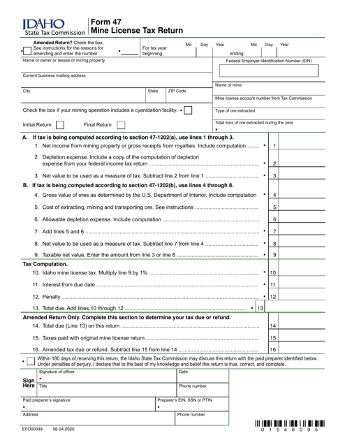 Form 47 (EFO00048)  Printable Pdf