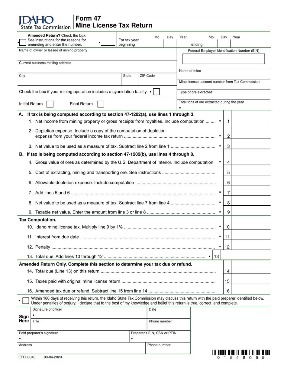 Form 47 (EFO00048) Fill Out, Sign Online and Download Fillable PDF