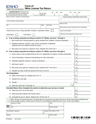 Form 47 (EFO00048) Mine License Tax Return - Idaho