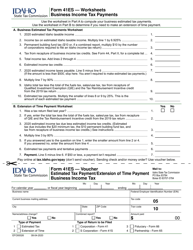 Document preview: Form 41ES (EFO00026) Estimated Tax Payment/Extension of Time Payment Business Income Tax - Idaho