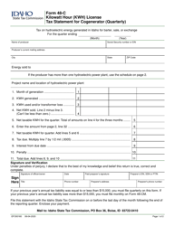 Form 48-C (EFO00160) Kilowatt Hour (Kwh) License Tax Statement for Cogenerator (Quarterly) - Idaho