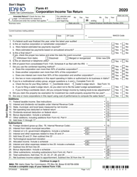 Form 41 (EFO00025) &quot;Corporation Income Tax Return&quot; - Idaho, 2020
