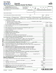 Form 66 (EFO00036) &quot;Fiduciary Income Tax Return&quot; - Idaho, 2020