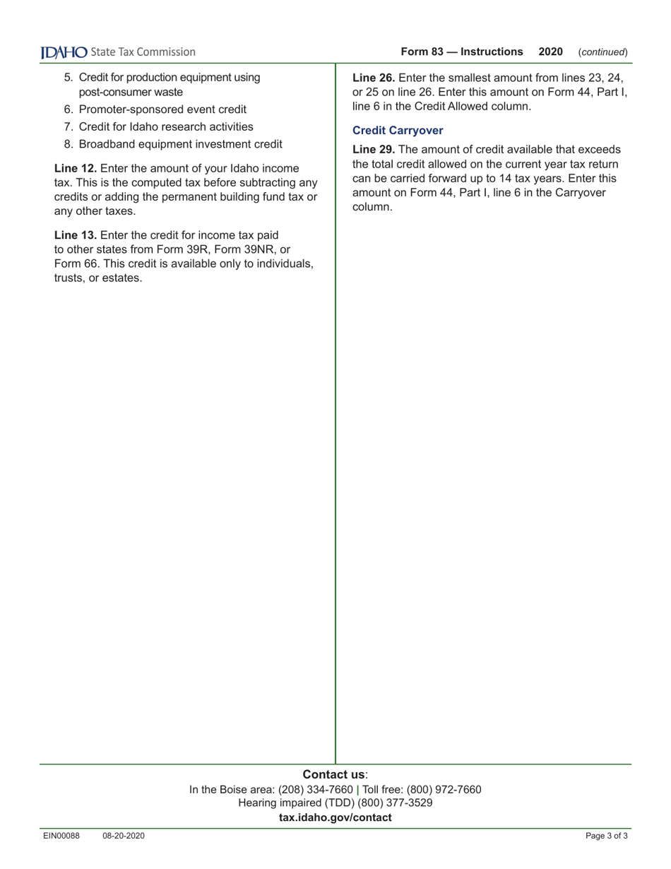 Form 83 (EFO00011) Small Employer Investment Tax Credit - Idaho, Page 4