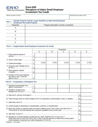 Form 83R (EFO00012) Recapture of Idaho Small Employer Investment Tax Credit - Idaho
