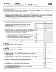 Form 85 (EFO00017) &quot;Small Employer New Jobs Tax Credit&quot; - Idaho, 2020