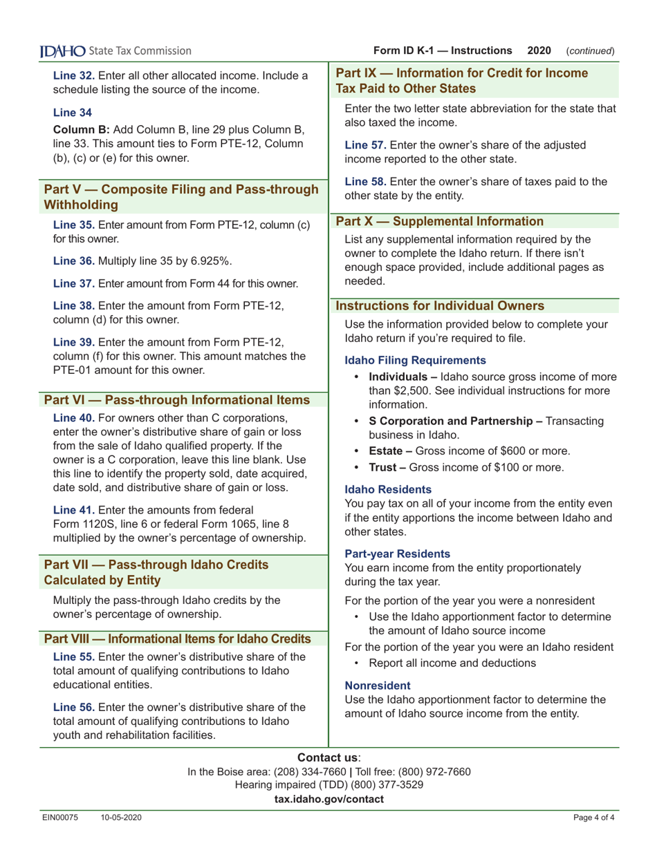 Form ID K1 2020 Fill Out, Sign Online and Download Fillable PDF