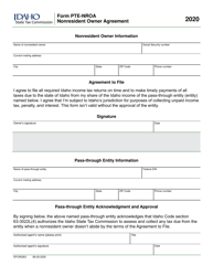 Document preview: Form PRE-NROA (EFO00263) Nonresident Owner Agreement - Idaho, 2020