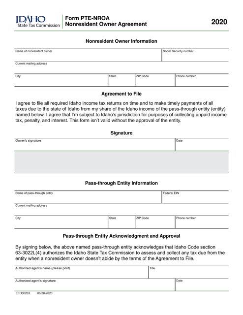 Form PRE-NROA (EFO00263) 2020 Printable Pdf