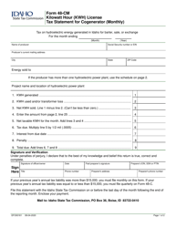 Form 48-CM (EFO00161) Kilowatt Hour (Kwh) License Tax Statement for Cogenerator (Monthly) - Idaho