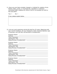 Questionnaire for Public Member Vacancy - Florida, Page 4