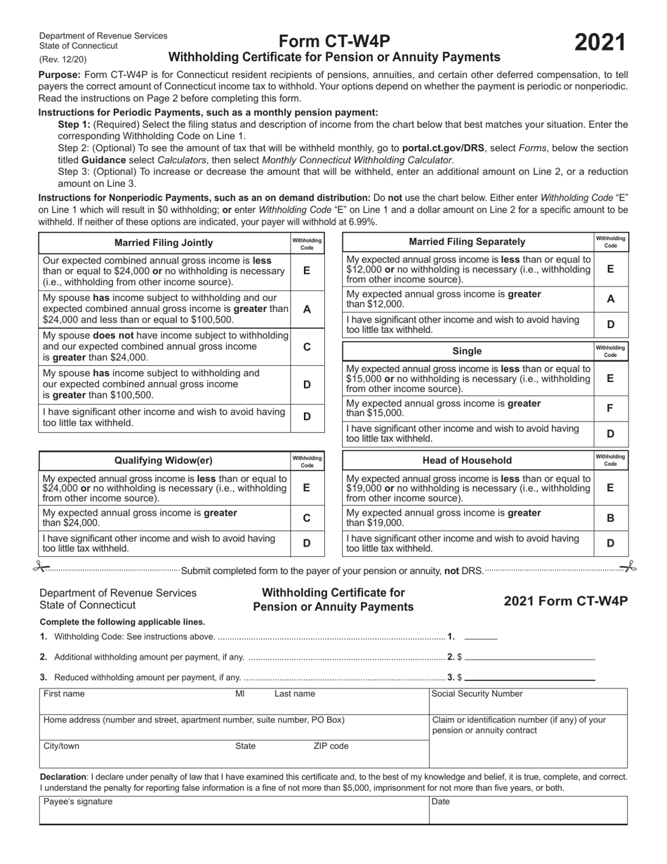 Form CT-W4P Withholding Certificate for Pension or Annuity Payments - Connecticut, Page 1