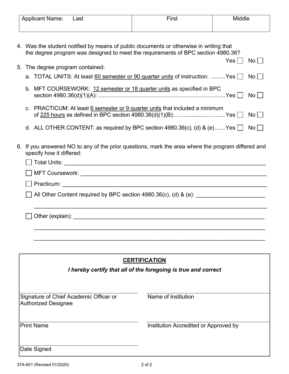 Form 37a 601 B Fill Out Sign Online And Download Fillable Pdf California Templateroller 6791