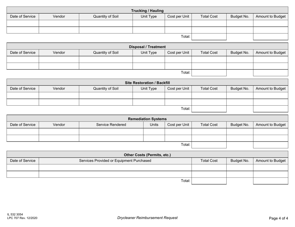 Form IL532 3054 (LPC707) Drycleaner Environmental Response Trust Fund Reimbursement Request - Illinois, Page 4