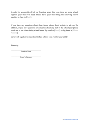 Welcome Letter to Parents Template, Page 2
