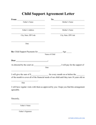 &quot;Child Support Agreement Letter Template&quot;