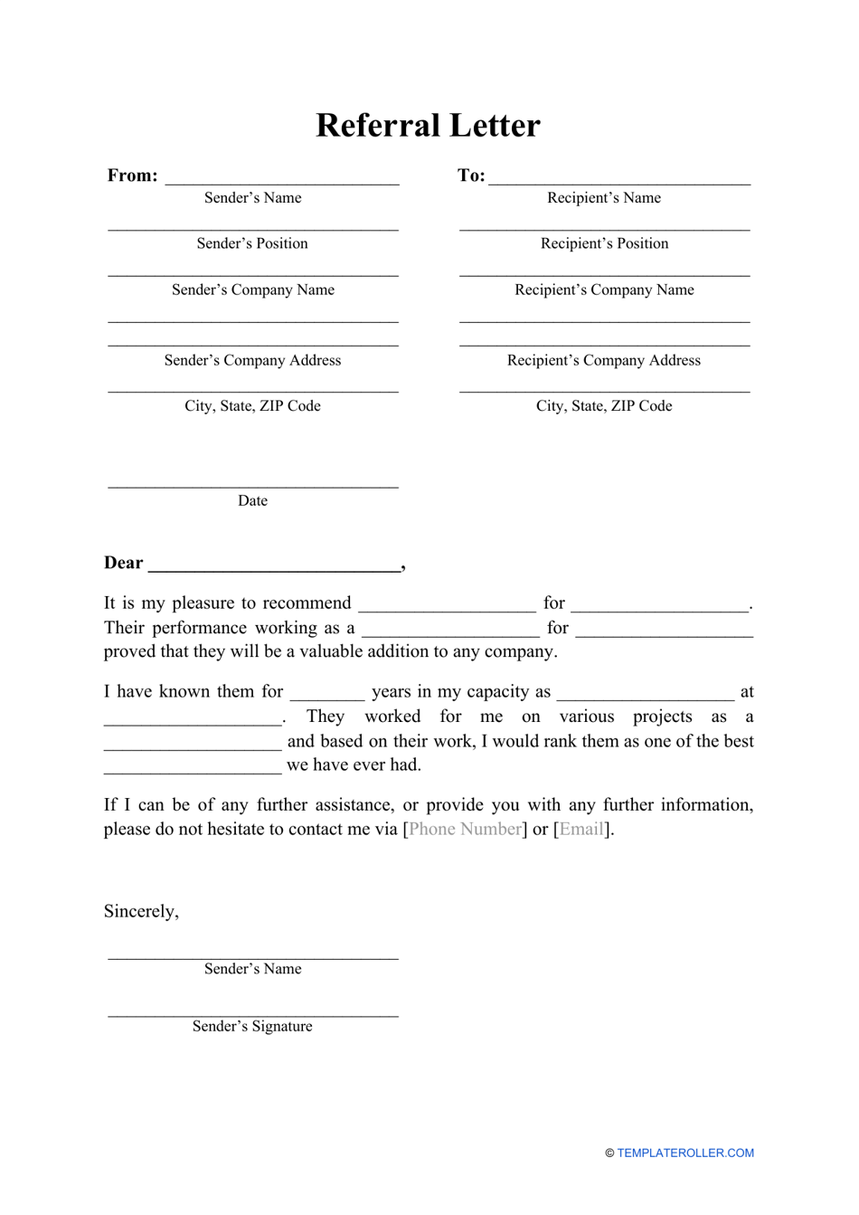 Referral Letter Template - Preview
