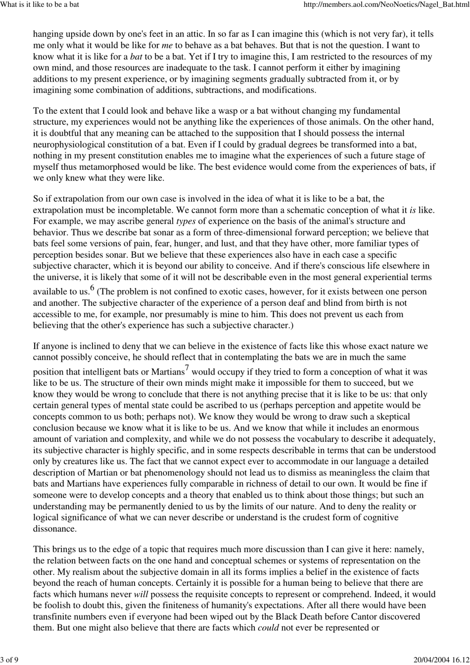 What Is It Like to Be a Bat? - Thomas Nagel, the Philosophical Review Lxxxiii, Page 3