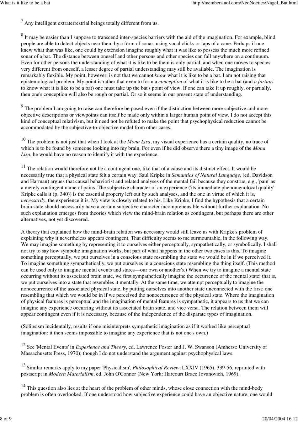 What Is It Like to Be a Bat? - Thomas Nagel, the Philosophical Review Lxxxiii, Page 8