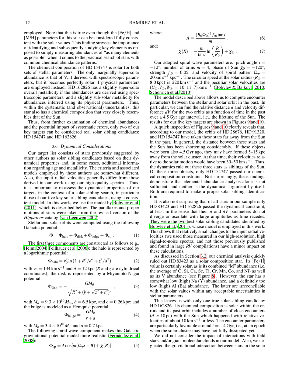 Elemental Abundances of Solar Sibling Candidates - I. Ramirez, a. T. Bajkova, V. V. Bobylev, I. U. Roederer, D. L. Lambert, M. Endl, W. D. Cochran, P. J. Macqueen, R. a. Wittenmyer, Page 12