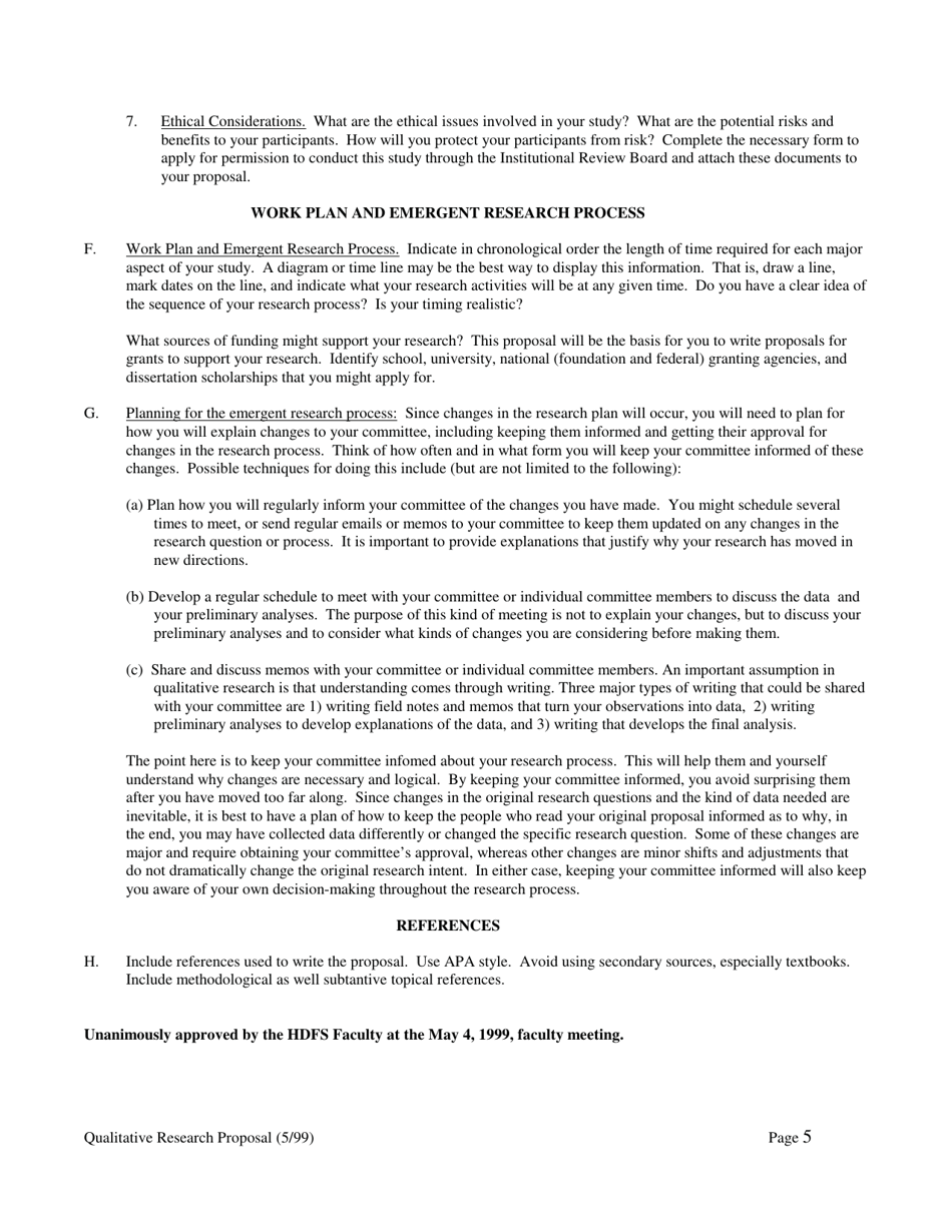 Guidelines for Proposals: Qualitative Research - Human Development and Family Studies, Page 5