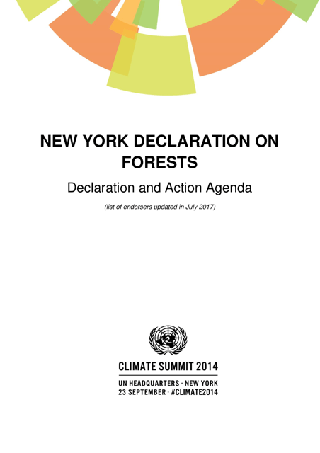 New York Declaration on Forests - Action Statements and Action Plans document preview