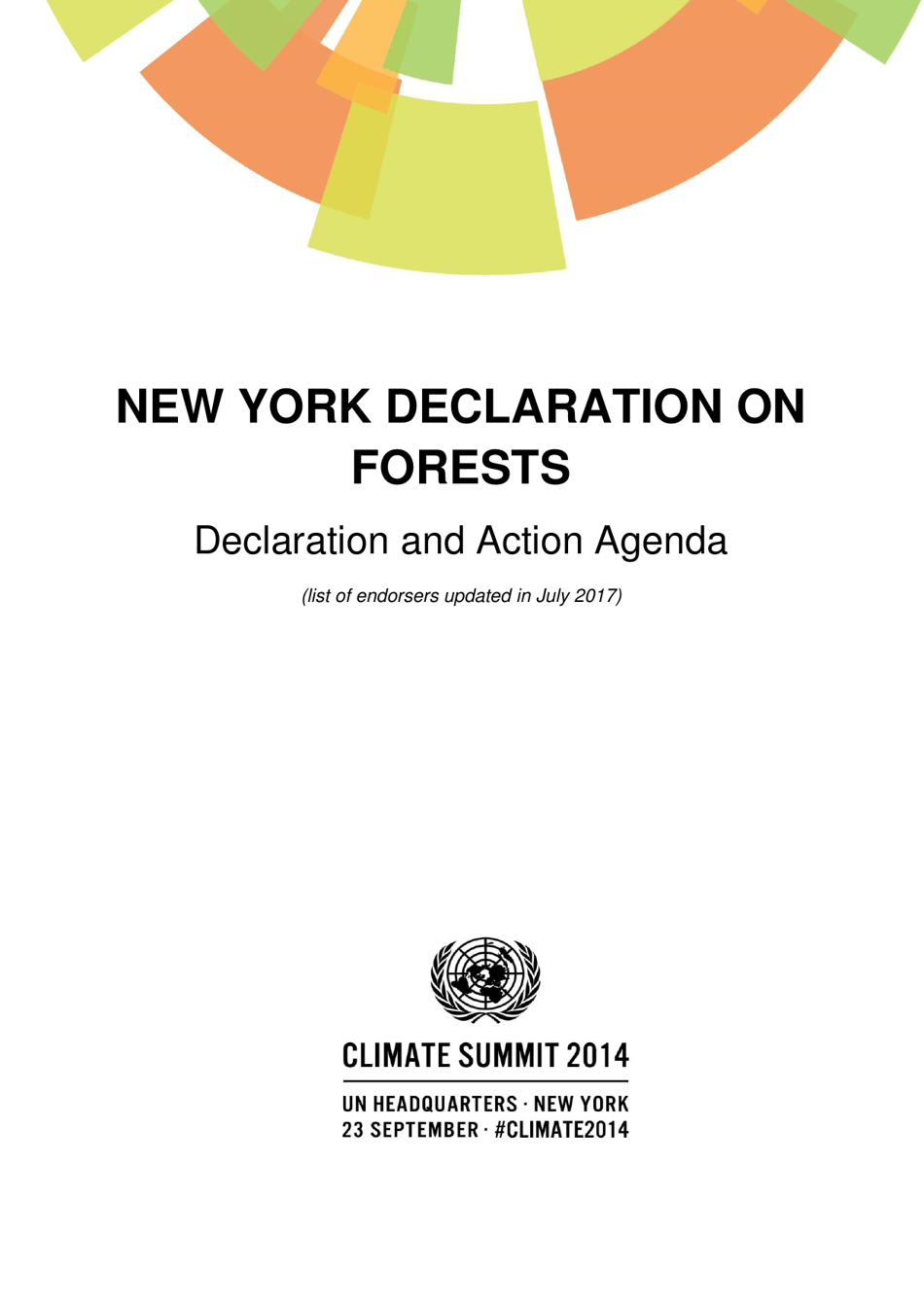 New York Declaration on Forests Action Statements and Action Plans