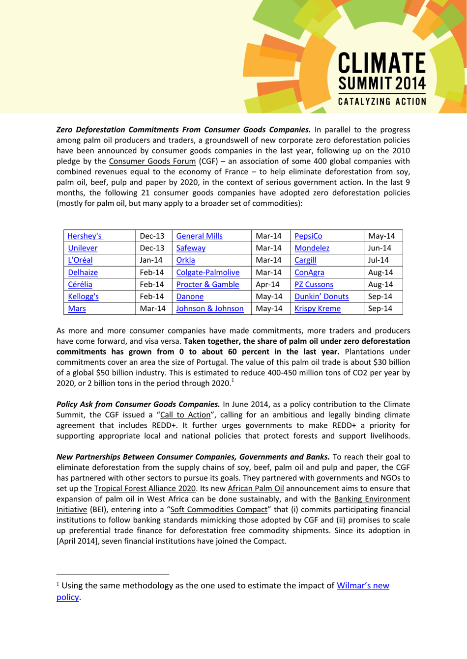 New York Declaration on Forests Action Statements and Action Plans