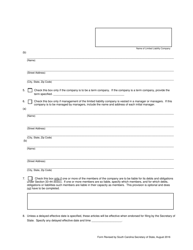 Form F0006 Articles of Organization Limited Liability Company &quot; Domestic - South Carolina, Page 2
