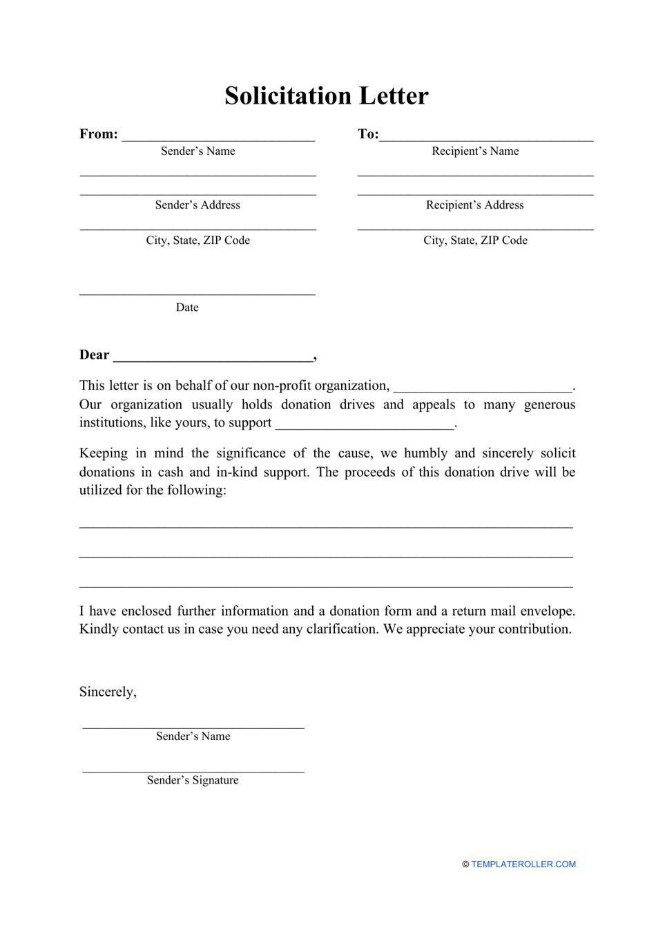 Solicitation letter template preview