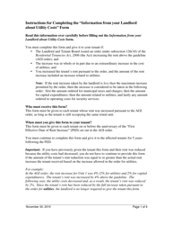 Document preview: Instructions for Information From Your Landlord About Utility Costs - Ontario, Canada