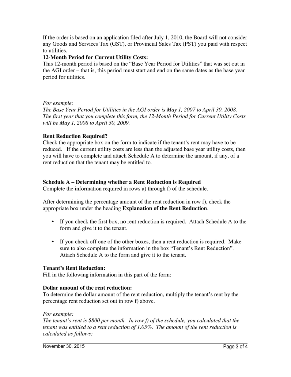 Instructions for Information From Your Landlord About Utility Costs - Ontario, Canada, Page 3