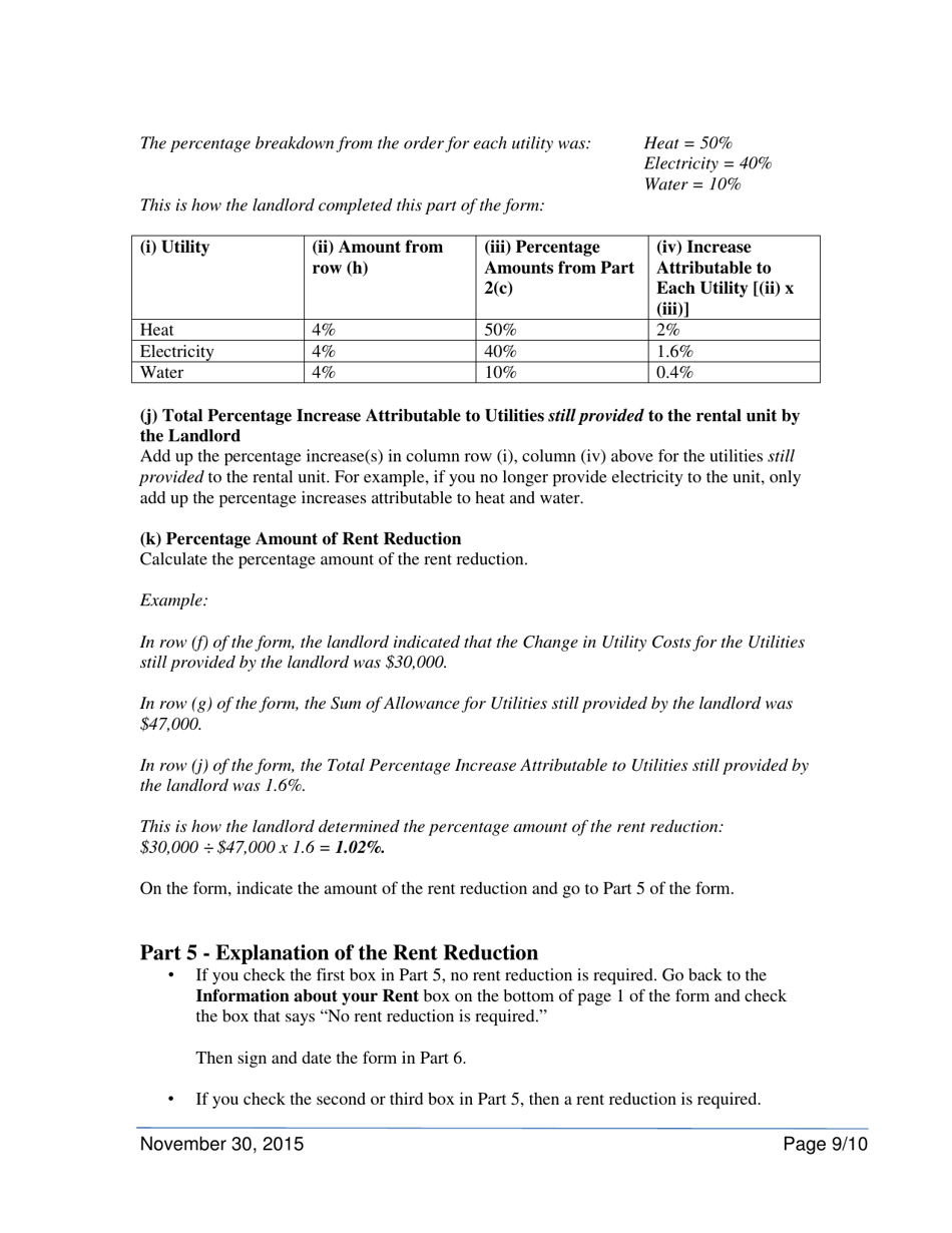 Instructions for Information From Your Landlord About Utility Costs (One or More Utilities Are No Longer Provided in the Residential Complex) - Ontario, Canada, Page 9