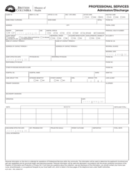 Document preview: Form HLTH305.1 Professional Services Admission/Discharge - British Columbia, Canada