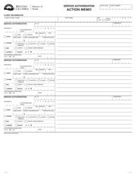 Form HLTH3 Service Authorization Action Memo - British Columbia, Canada
