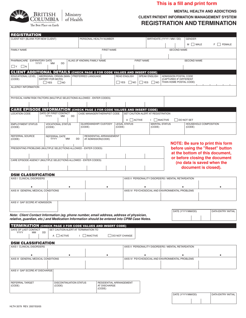 Form HLTH3579 - Fill Out, Sign Online and Download Fillable PDF ...