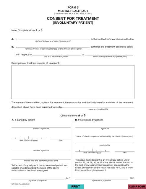 Form 5 (HLTH3505)  Printable Pdf