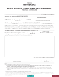 Form HLTH3506 (6) &quot;Medical Report on Examination of Involuntary Patient (Renewal Certificate)&quot; - British Columbia, Canada