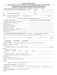 Document preview: Form DHS-1910 Attachment B Incident Report Form - Arkansas