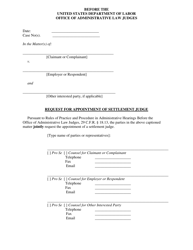 Document preview: Request for Appointment of Settlement Judge