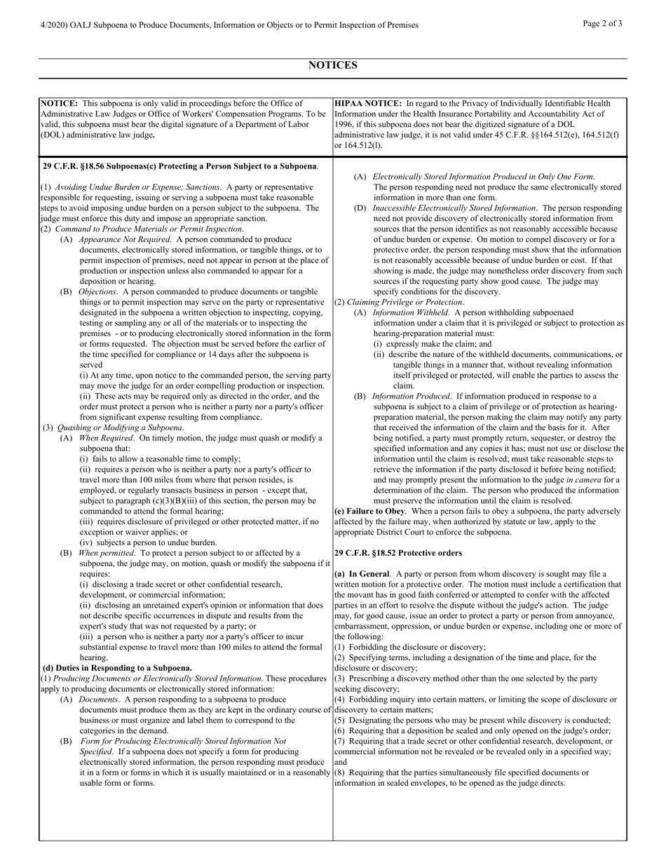 Subpoena To Produce Documents, Information, Or Objects Or To Permit ...