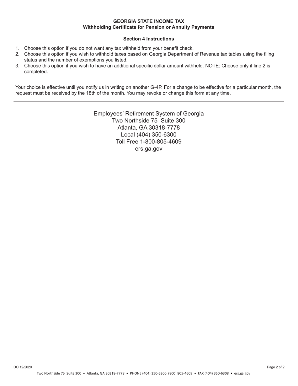 Georgia State Income Tax Substitute Form G-4p - Georgia (United States), Page 2