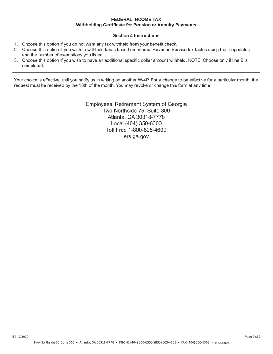 Federal Income Tax Substitute Form W-4p - Georgia (United States), Page 2