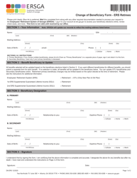 Form D6-ERS &quot;Change of Beneficiary Form - Ers Retirees&quot; - Georgia (United States)