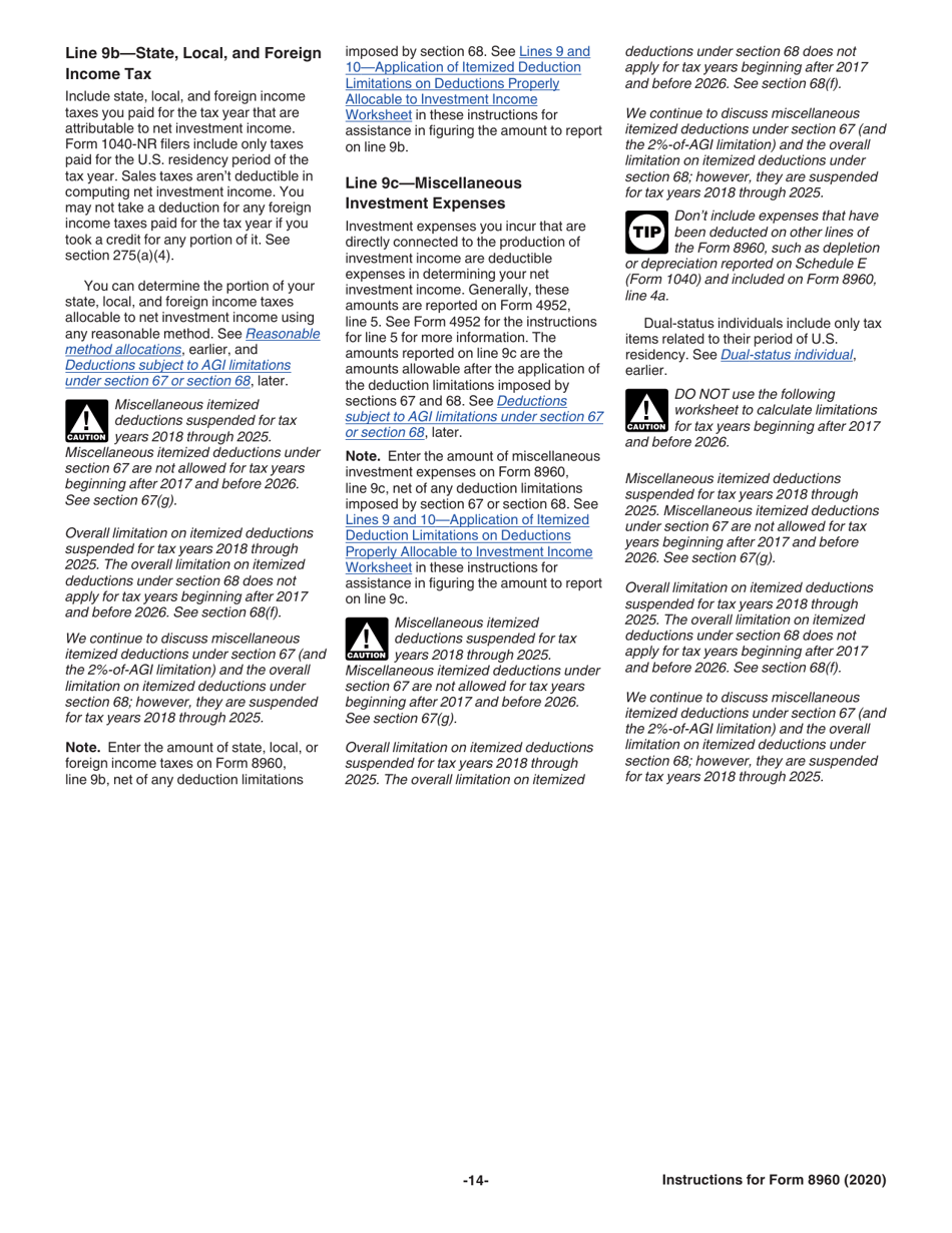 Instructions for IRS Form 8960 Net Investment Income Tax - Individuals, Estates, and Trusts, Page 14