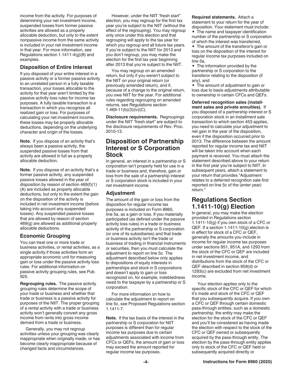 Instructions for IRS Form 8960 Net Investment Income Tax - Individuals, Estates, and Trusts, Page 4
